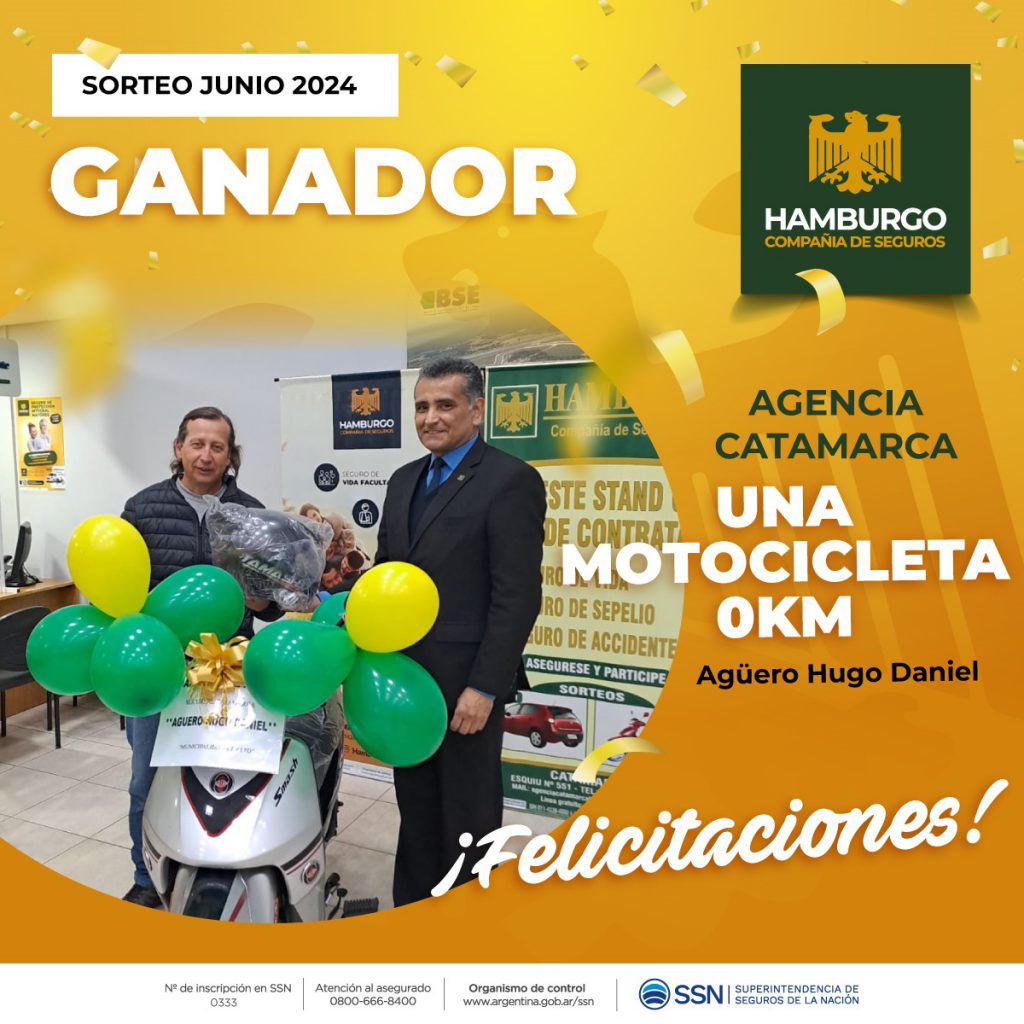 Agencia Catamarca: entrega de moto 0Km, sorteo Junio 2024